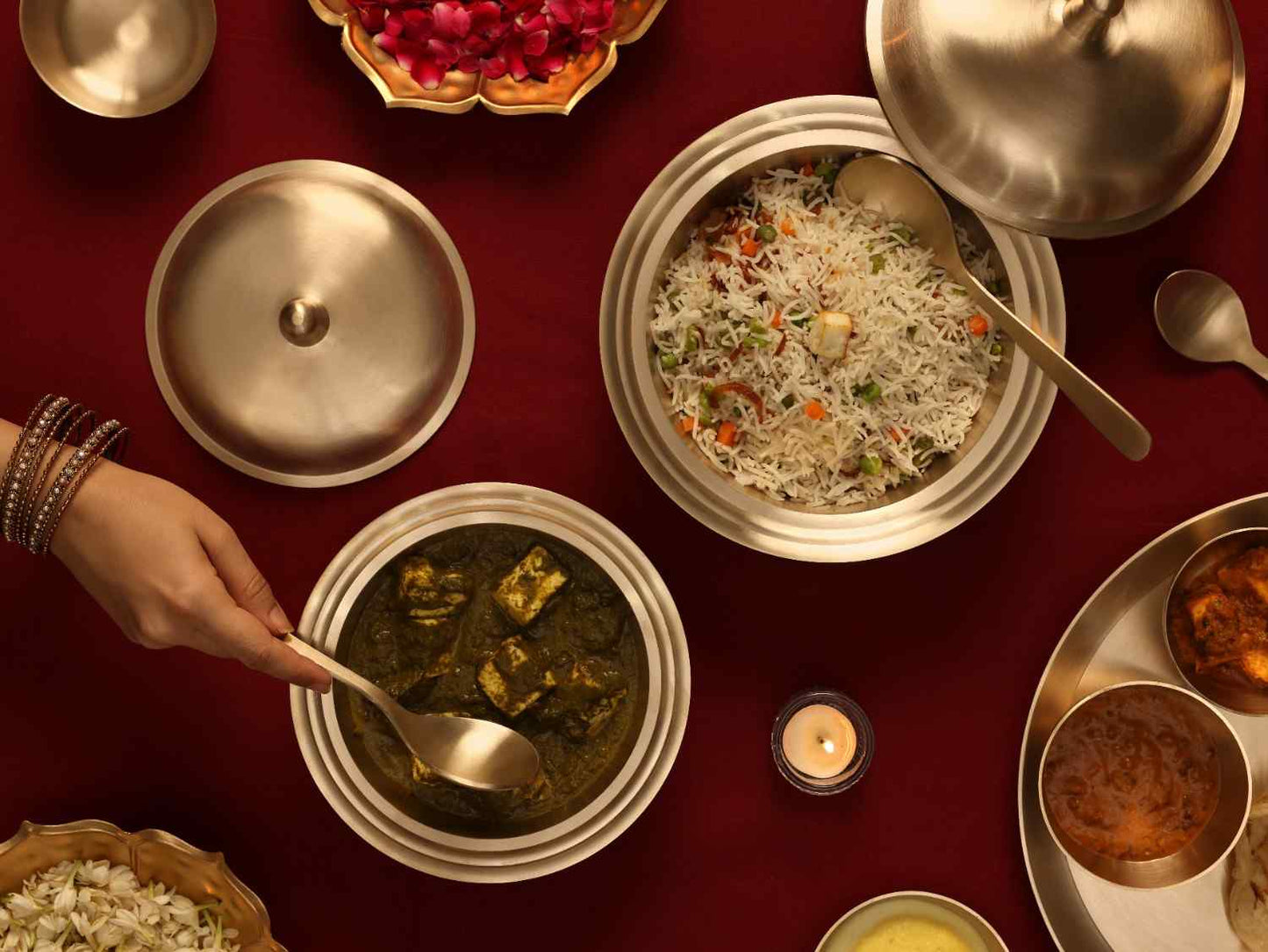 Pure Kansa Serving Bowls with Spoons - Set of 2 • Matte Finish • 100% Lead Free (कांसे का सर्विंग बाउल)