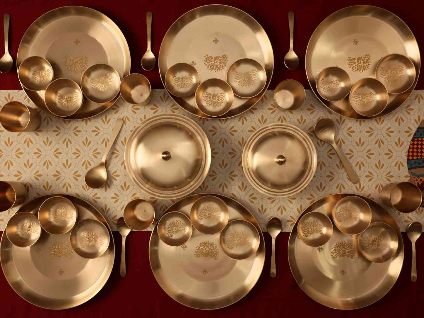 Pure Kansa Serving Bowls with Spoons - Set of 2 • Matte Finish • 100% Lead Free (कांसे का सर्विंग बाउल)