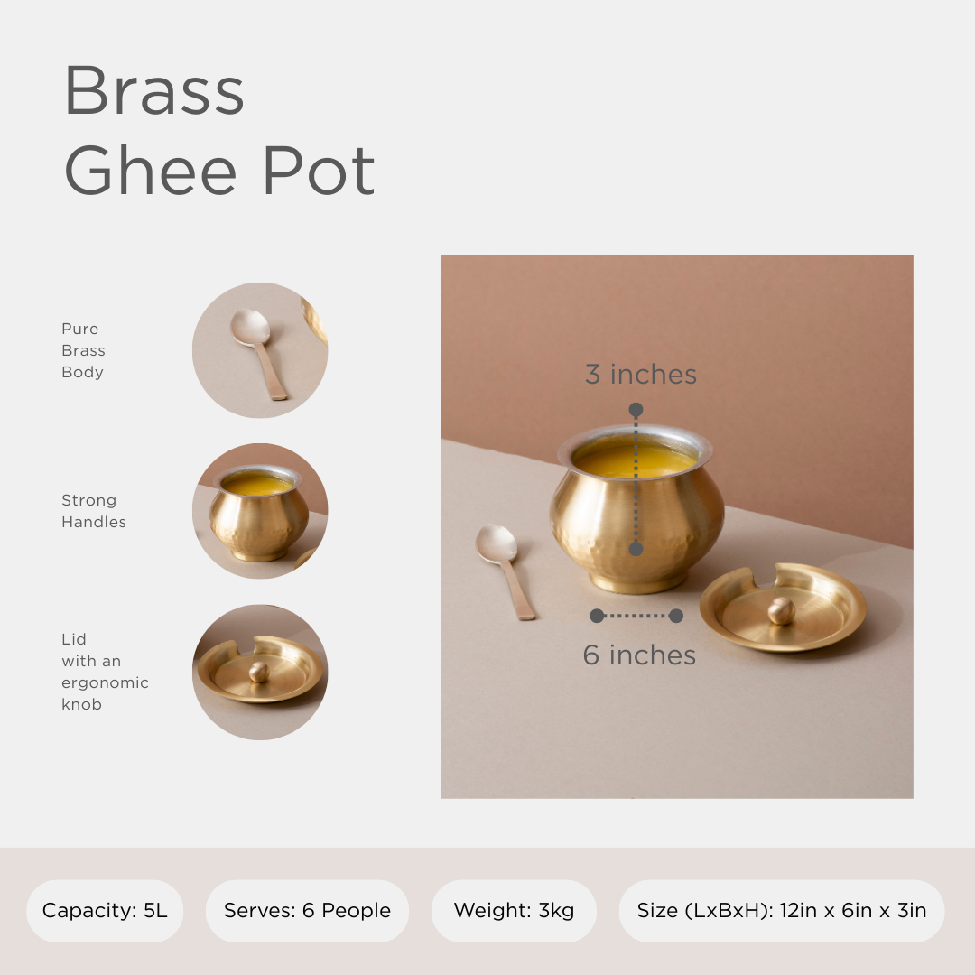 Pure Brass Ghee Pot with Tin Coating (पीतल का घी पॉट)