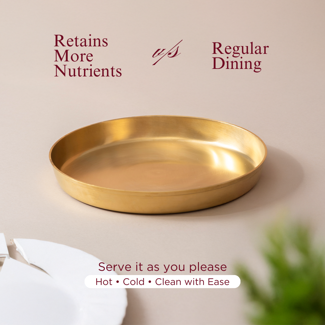 6-Piece Pure Brass Dinner Set with Tin Coating (पीतल का डिनर सेट)