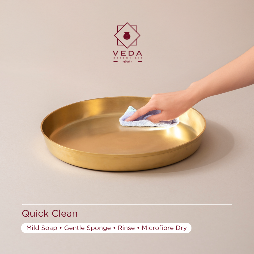 36-Piece Brass Solid Dinner Set • Matte Finish • Serves 6 (पीतल का डिनर सेट)