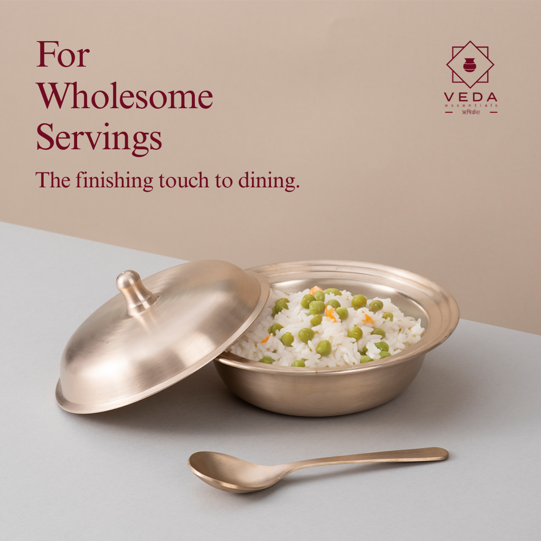 40-Piece Kansa Dinner Set • Antique Matte Finish • Serves 6 • 100% Lead Free (कांसे का डिनर सेट)