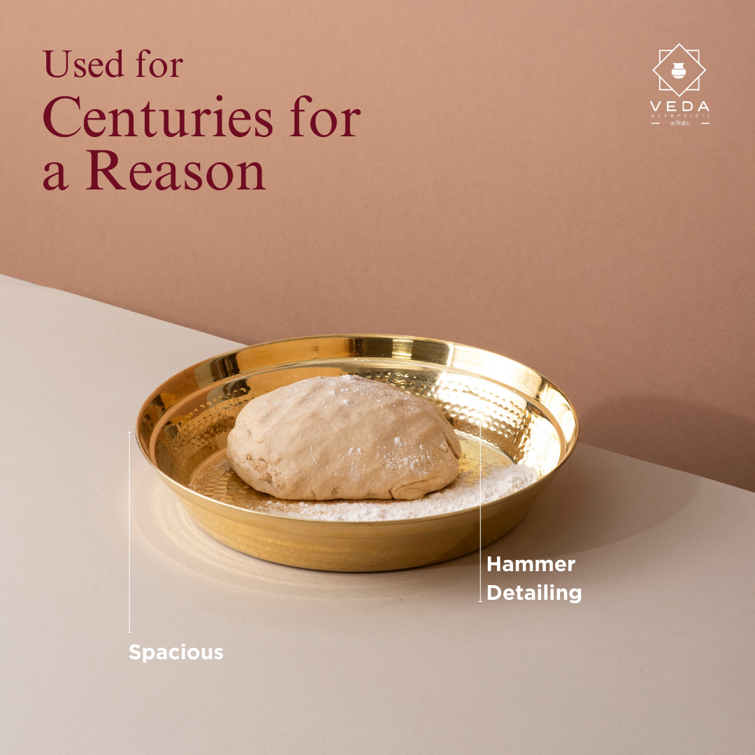 100% Pure Brass Paraat for Atta Kneading • Durable & Easy to Clean (पीतल का परात)