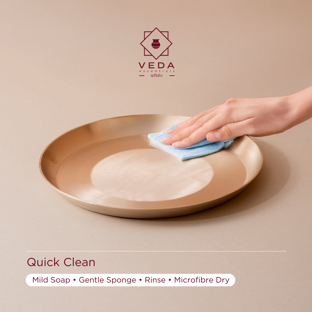 6-Piece Pure & Authentic Kansa Dinner Set • Matte Finish • Serves 1 • 11.5" Thali • 100% Lead-Free (कांसे का डिनर सेट)