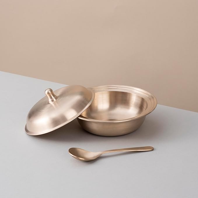 Pure Kansa Serving Bowls with Spoons - Set of 2 (कांसे का सर्विंग बाउल)