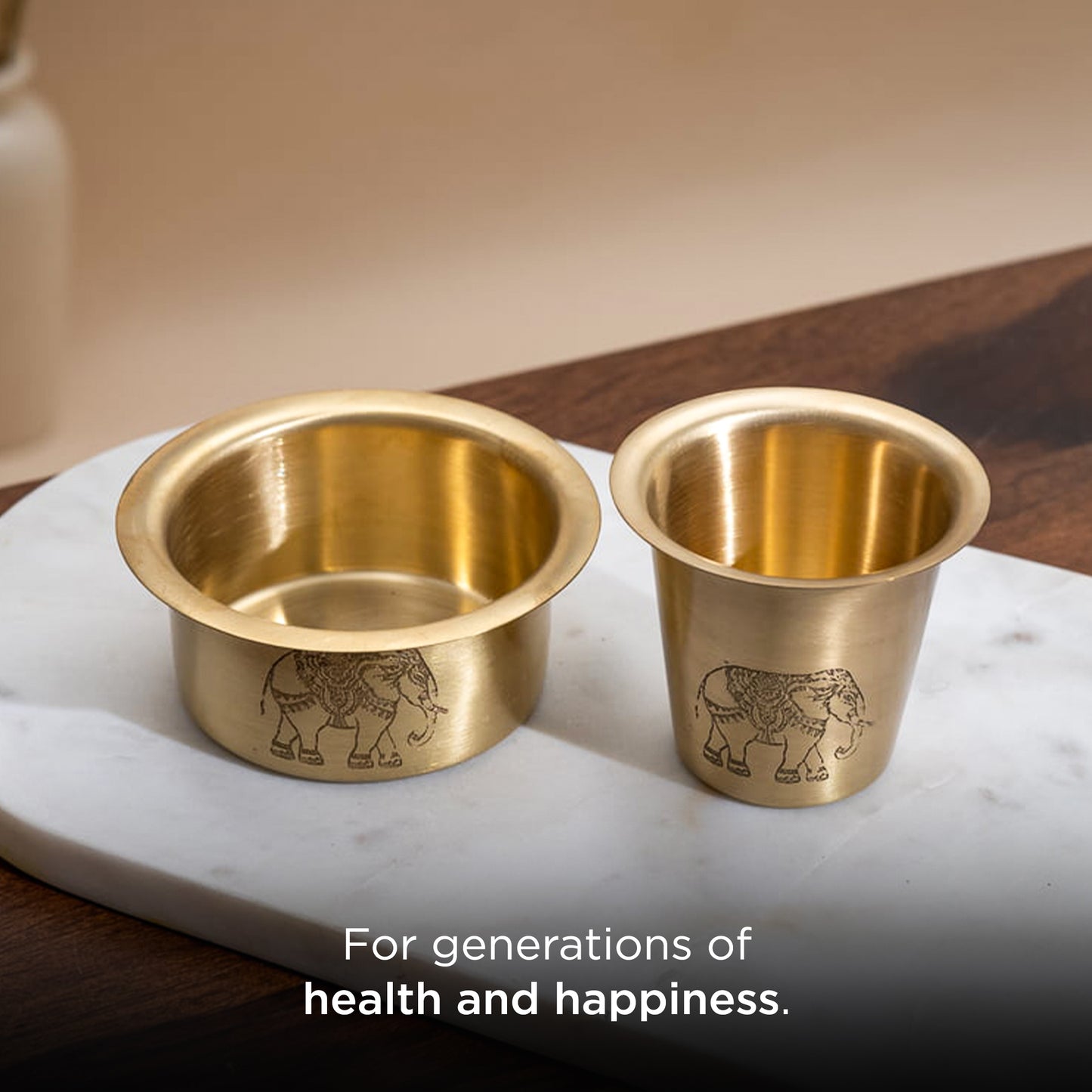 Traditional South Indian Brass Filter Coffee Tumbler Set | Brass Cup and Dabra Set of 1