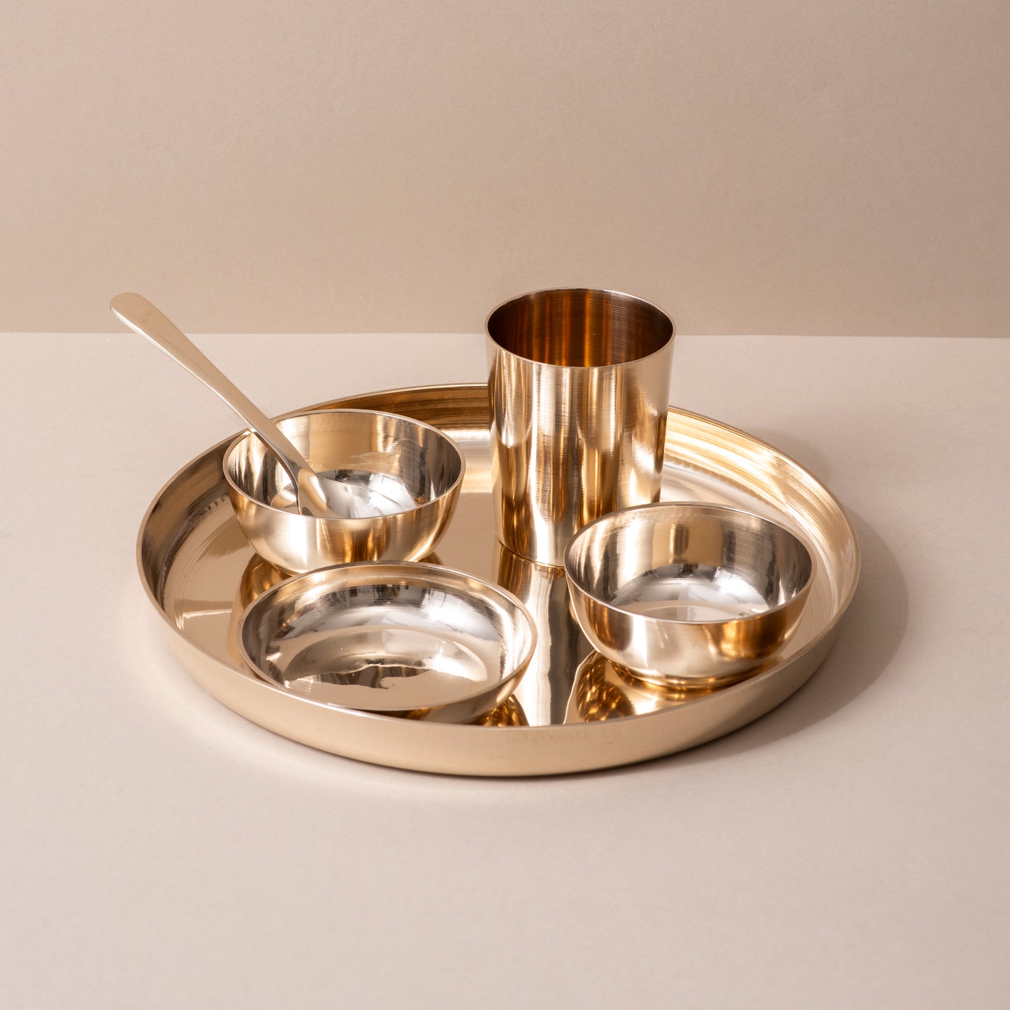 6-Piece Kansa Solid Dinner Set | Gloss Finish