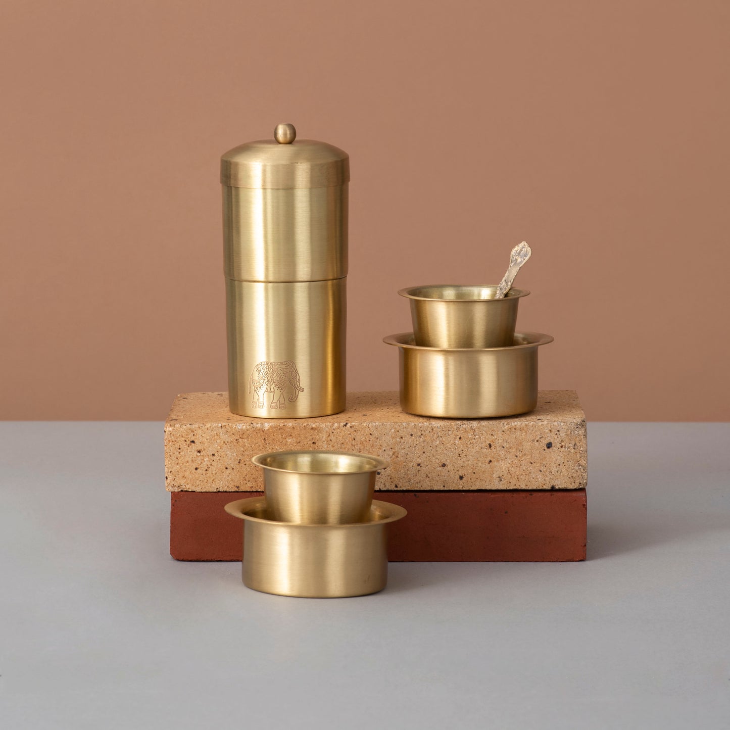 Handcrafted Brass Drip Coffee Brewer • South Indian Filter Coffee Experience (पीतल का कॉफ़ी मेकर)