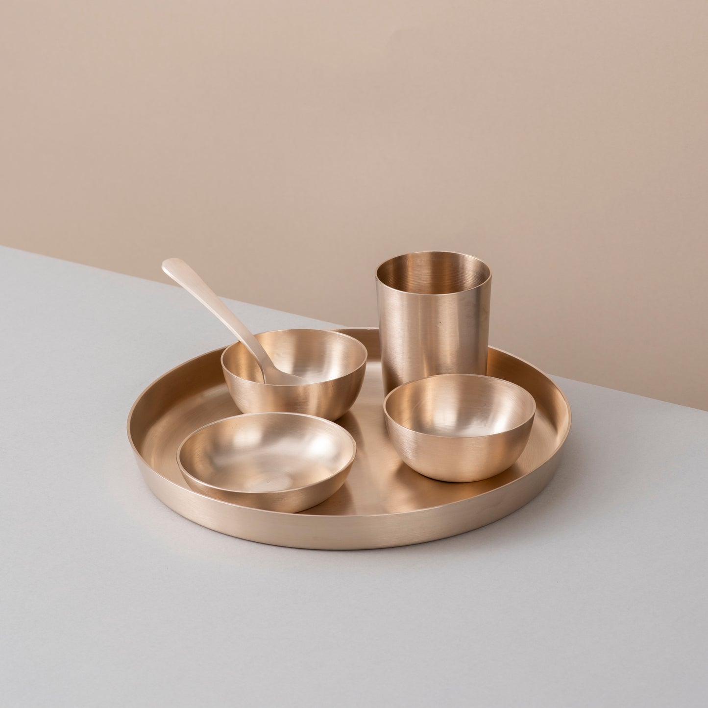 36-Piece Kansa Dinner Set • Serves 6 • Antique Matte Finish • 100% Lead Free (कांसे का डिनर सेट)