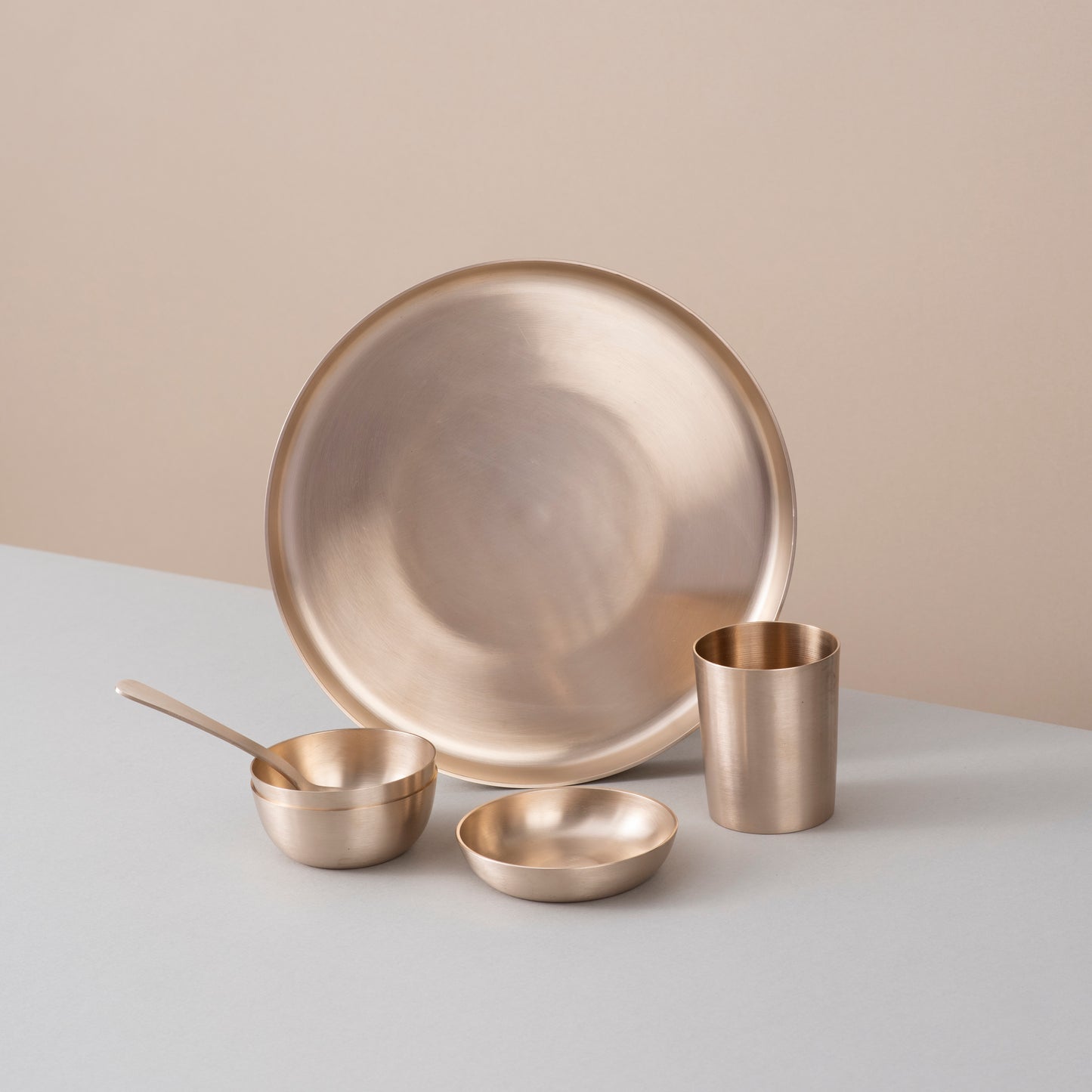36-Piece Kansa Dinner Set • Serves 6 • Antique Matte Finish • 100% Lead Free (कांसे का डिनर सेट)