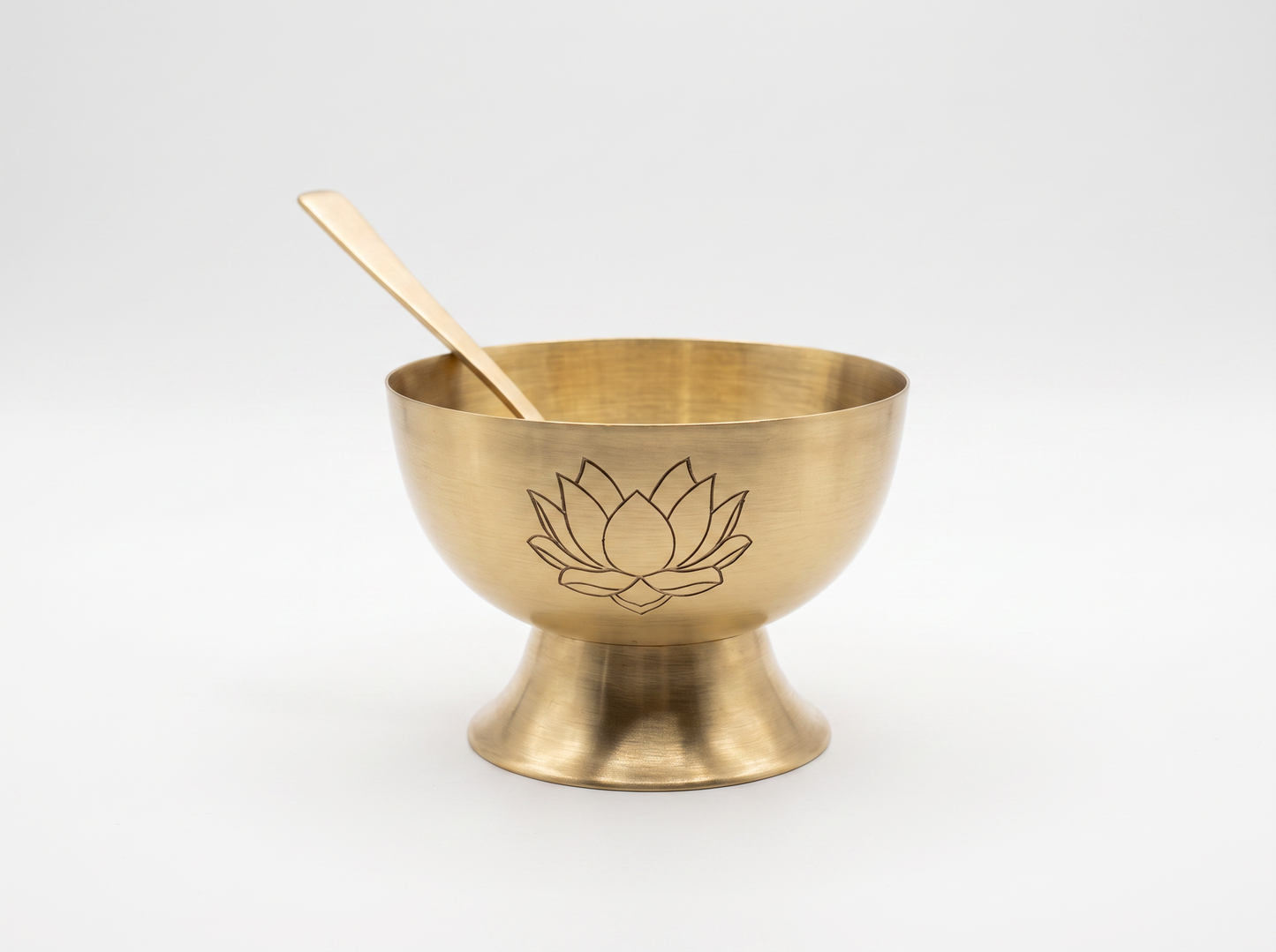Handcrafted Brass Lotus Dessert Bowl with Spoon