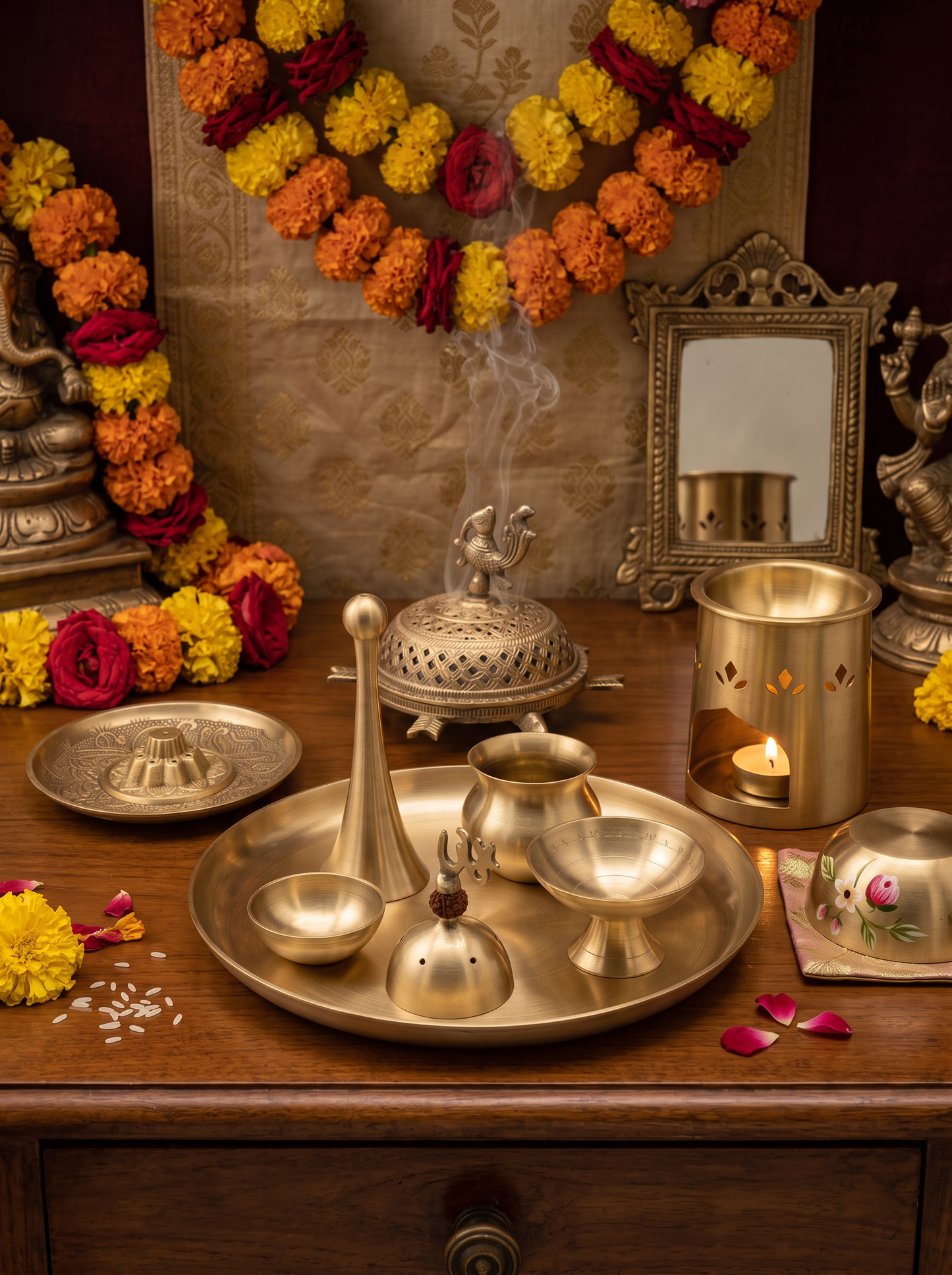 Premium Brass Pooja Thali Set