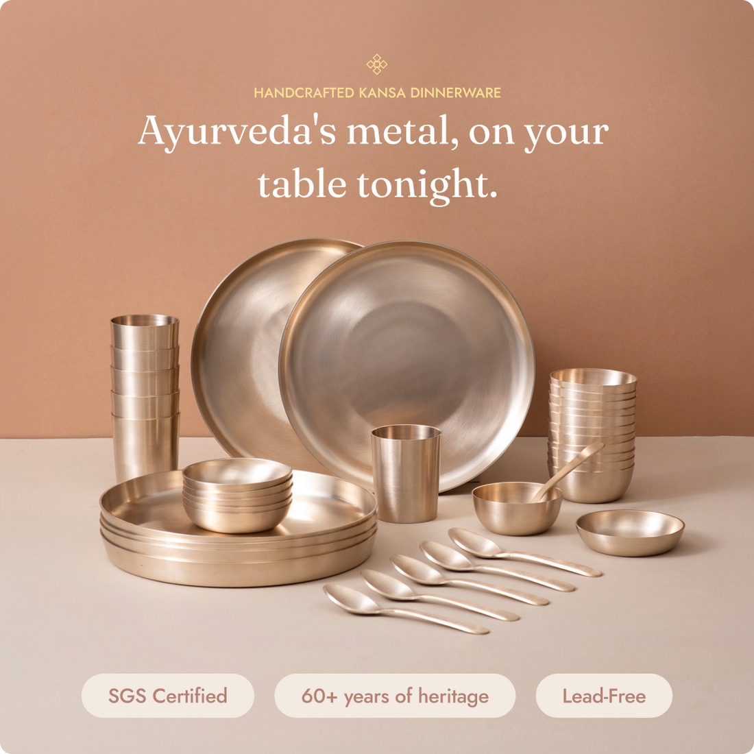36-Piece Kansa Dinner Set detail