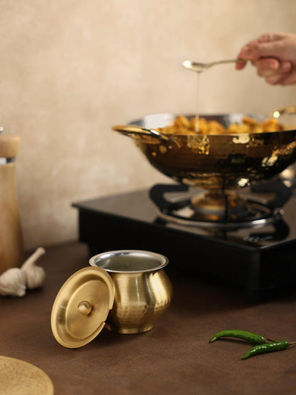Pure Brass Ghee Pot with Tin Coating (पीतल का घी पॉट)
