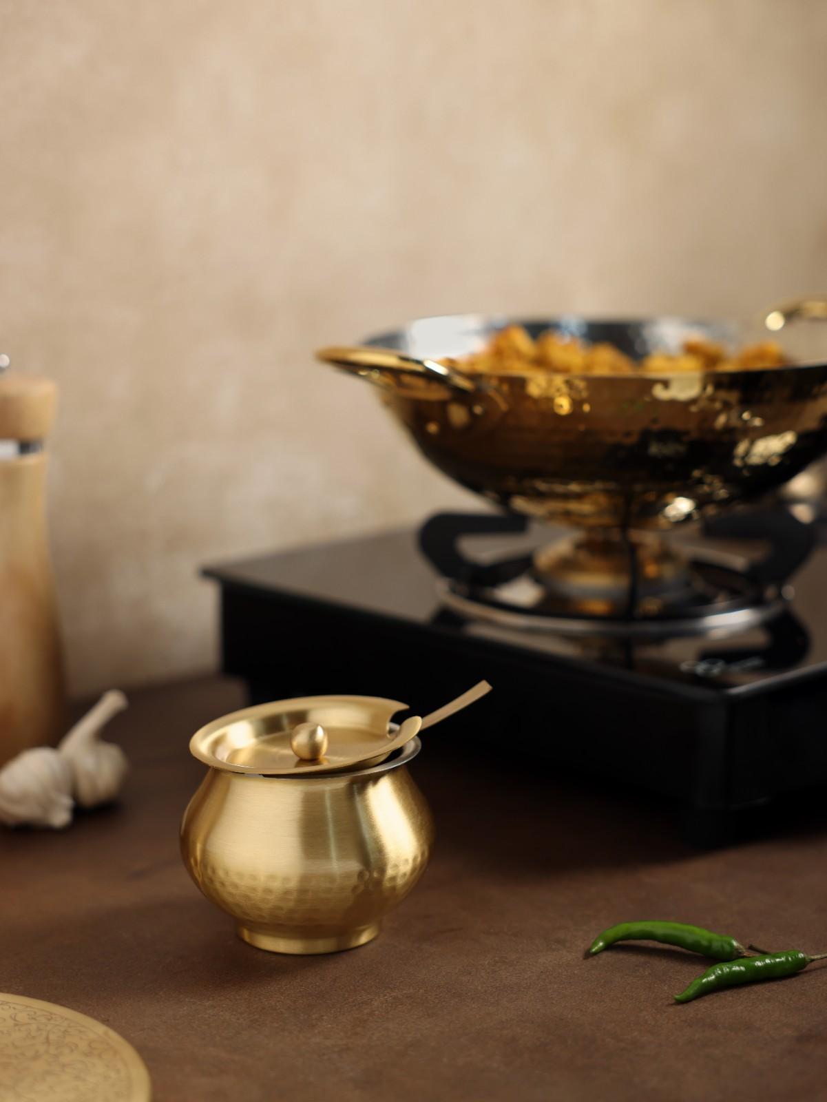 Pure Brass Ghee Pot with Tin Coating (पीतल का घी पॉट)