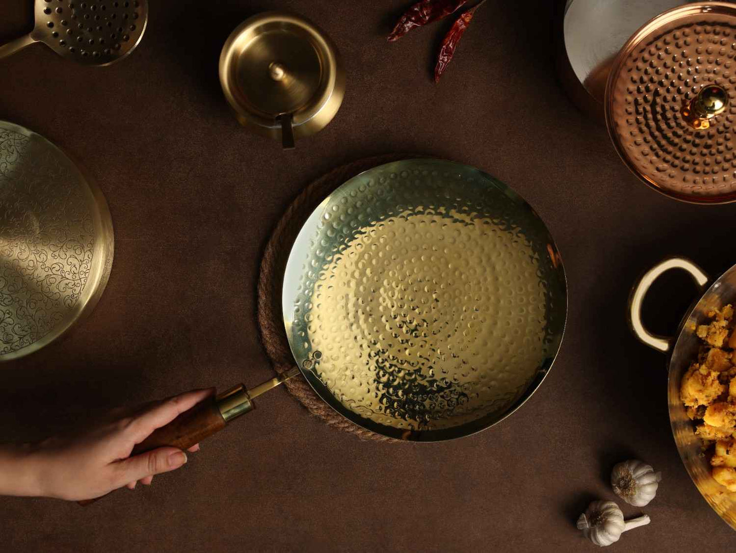 Traditional Brass Tawa | Authentic Dining Collection | 25.5 cm