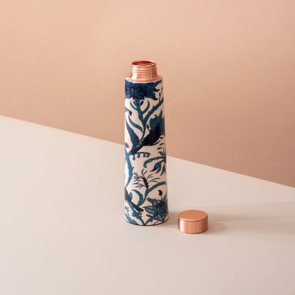 Handcrafted Pure Copper Water Bottle with Print