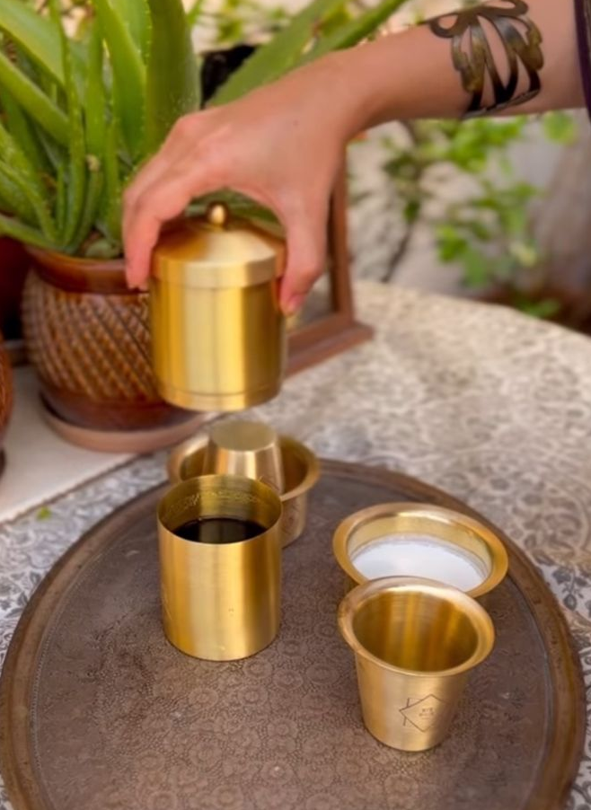Handcrafted Brass Drip Coffee Brewer • South Indian Filter Coffee Experience (पीतल का कॉफ़ी मेकर)