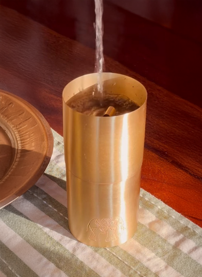 Handcrafted Brass Drip Coffee Brewer • South Indian Filter Coffee Experience (पीतल का कॉफ़ी मेकर)