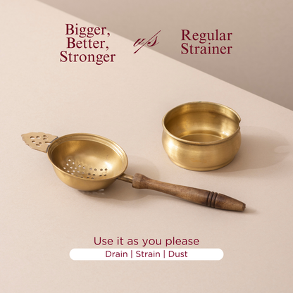 Handcrafted Brass and Wood Tea/Coffee Strainer (पीतल की चाय/कॉफ़ी छन्नी)