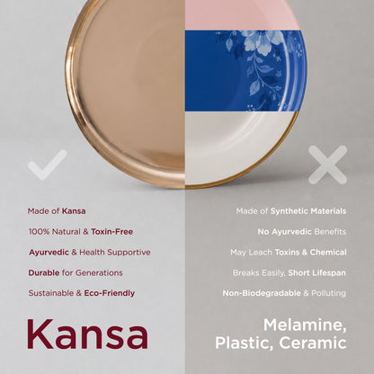 36-Piece Kansa Solid Dinner Set • Gloss Finish • Serves 6 • 100% Lead Free (कांसे का डिनर सेट)