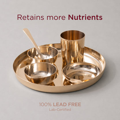 36-Piece Kansa Solid Dinner Set • Gloss Finish • Serves 6 • 100% Lead Free (कांसे का डिनर सेट)