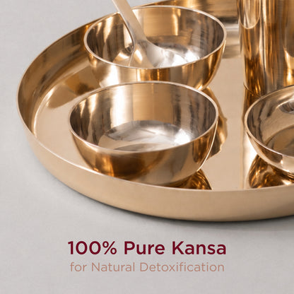 36-Piece Kansa Solid Dinner Set • Gloss Finish • Serves 6 • 100% Lead Free (कांसे का डिनर सेट)