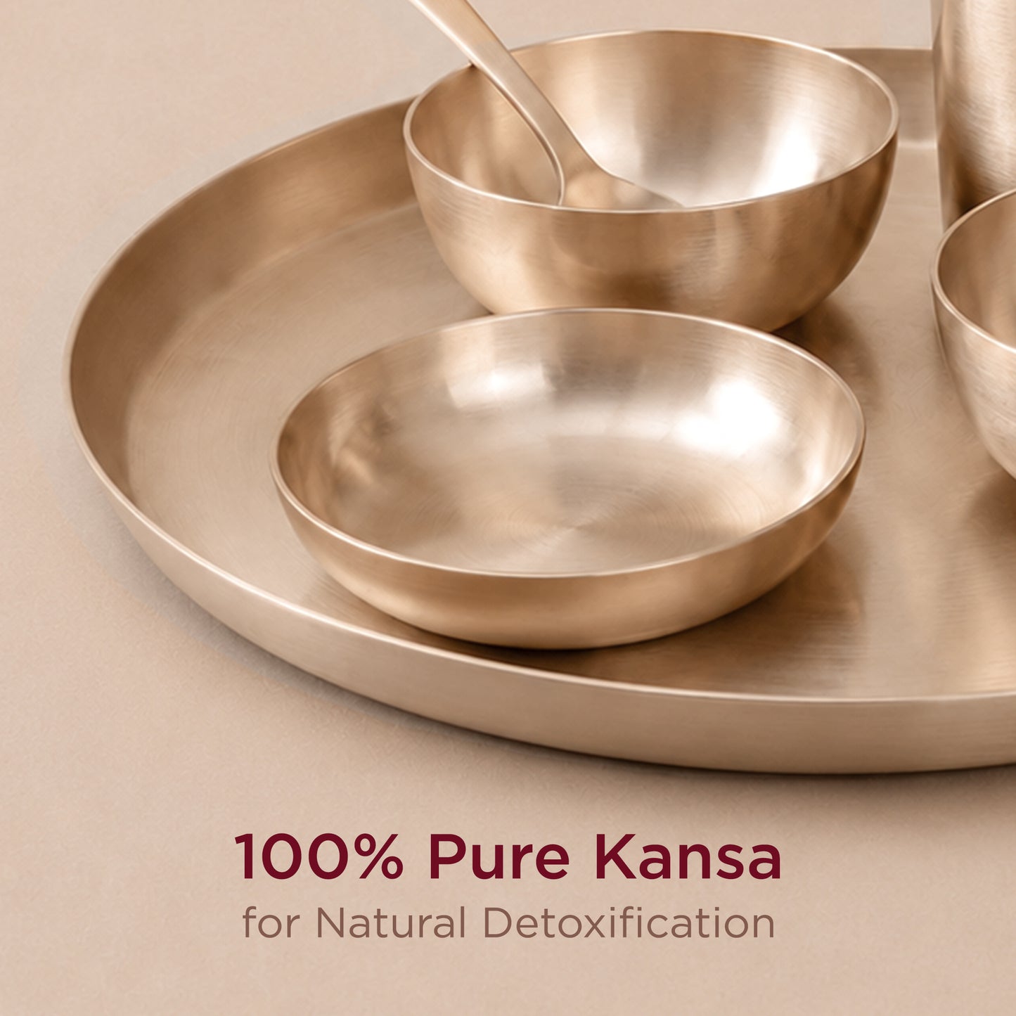 36-Piece Kansa Dinner Set • Serves 6 • Thali Size - 11.5" • Antique Matte Finish • 100% Lead Free (कांसे का डिनर सेट) | Total Weight: ~10 kg