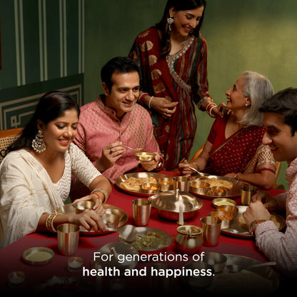 36-Piece Kansa Dinner Set • Serves 6 • Thali Size - 11.5" • Antique Matte Finish • 100% Lead Free (कांसे का डिनर सेट) | Total Weight: ~10 kg