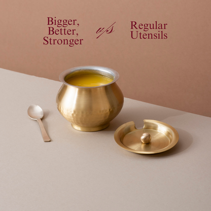 Pure Brass Ghee Pot with Tin Coating (पीतल का घी पॉट)