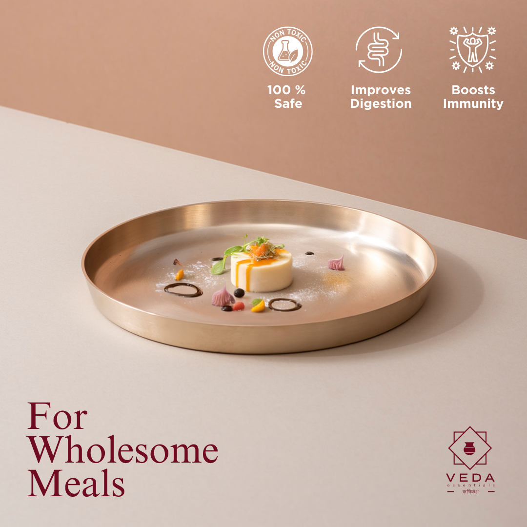 36-Piece Kansa Dinner Set • Serves 6 • Antique Matte Finish • 100% Lead Free (कांसे का डिनर सेट)