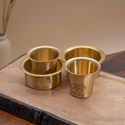 Traditional South Indian Brass Filter Coffee Tumbler Set | Brass Cup and Dabra Set of 1