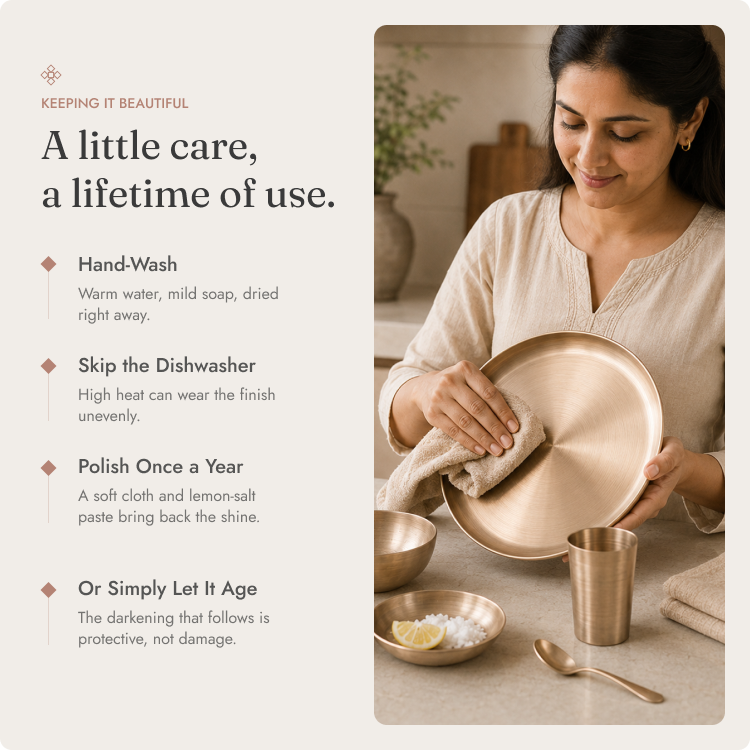 Kansa Dinner Set • 5 Designs • Serves 1 or 6 • Matte Finish • Thali Size - 11.5" • 100% Lead Free (कांसे का डिनर सेट)