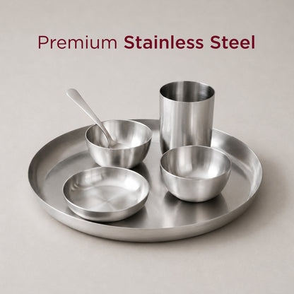 6-Piece Stainless Steel Solid Dinner Set • Matte Finish • Serves 1