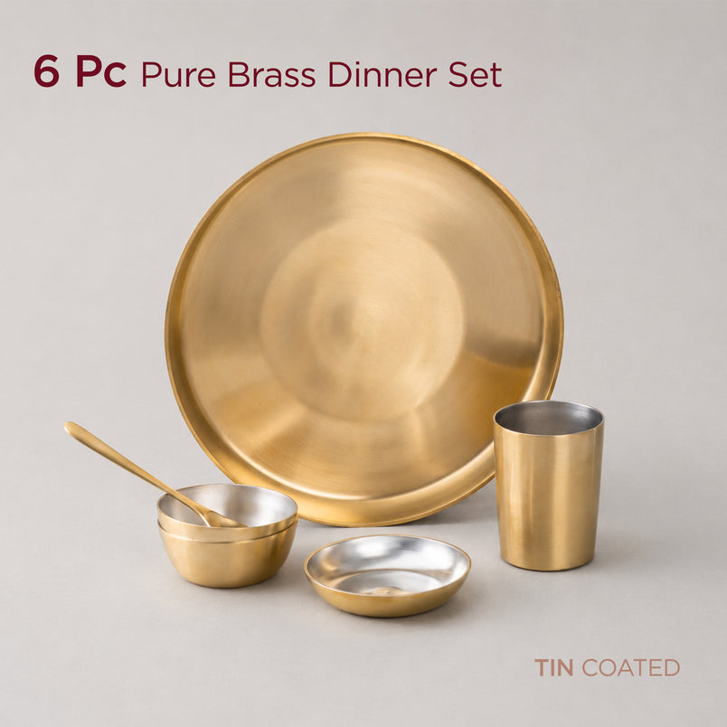 Brass Solid Dinner Set • Matte Finish (पीतल का डिनर सेट)