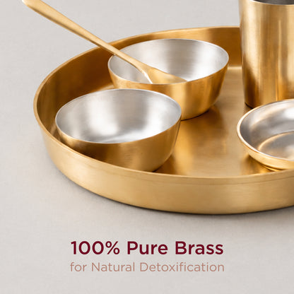 6-Piece Pure Brass Dinner Set with Tin Coating (पीतल का डिनर सेट)