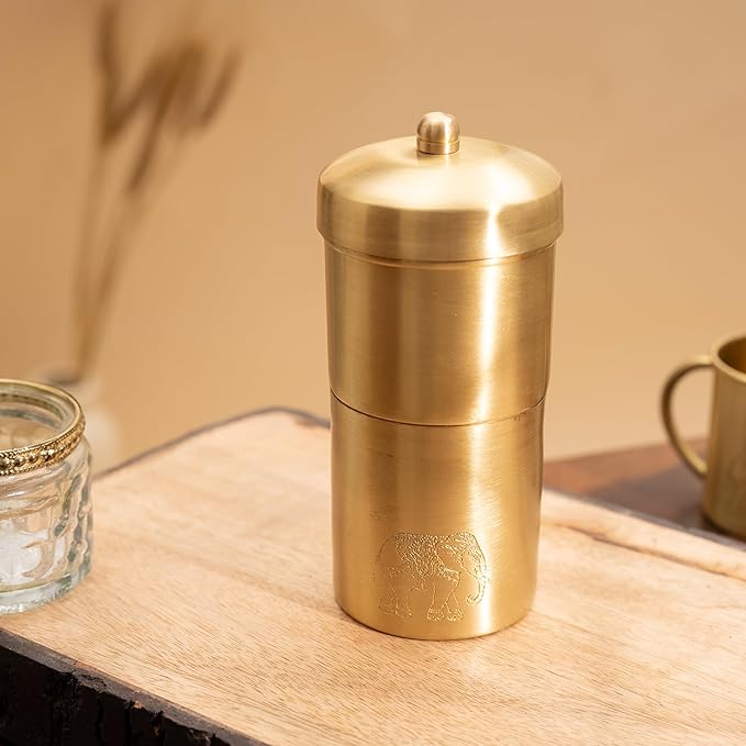 Handcrafted Brass Drip Coffee Brewer • South Indian Filter Coffee Experience (पीतल का कॉफ़ी मेकर)
