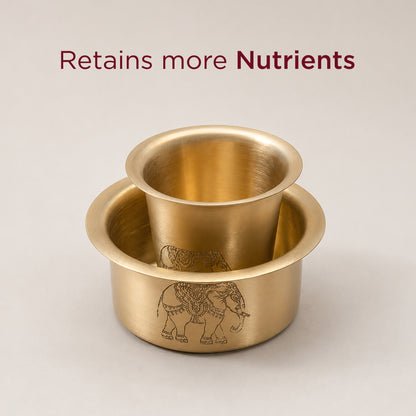 Traditional South Indian Brass Filter Coffee Tumbler Set | Brass Cup and Dabra Set of 1