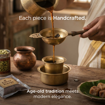 Traditional South Indian Brass Filter Coffee Tumbler Set | Brass Cup and Dabra Set of 1
