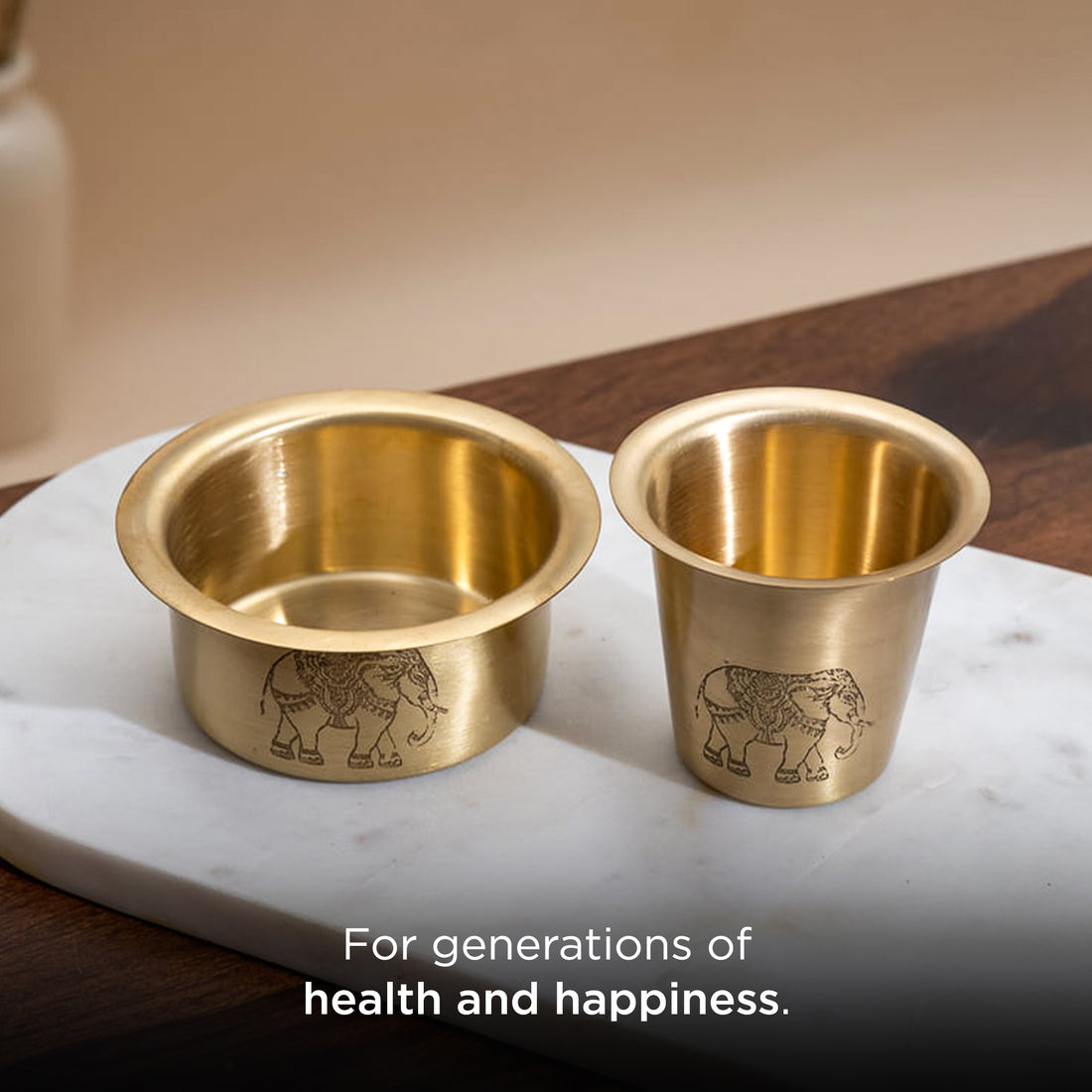 Traditional South Indian Brass Filter Coffee Tumbler Set | Brass Cup and Dabra