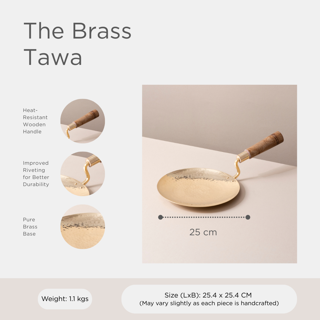 Traditional Brass Tawa | Authentic Dining Collection | 25.5 cm