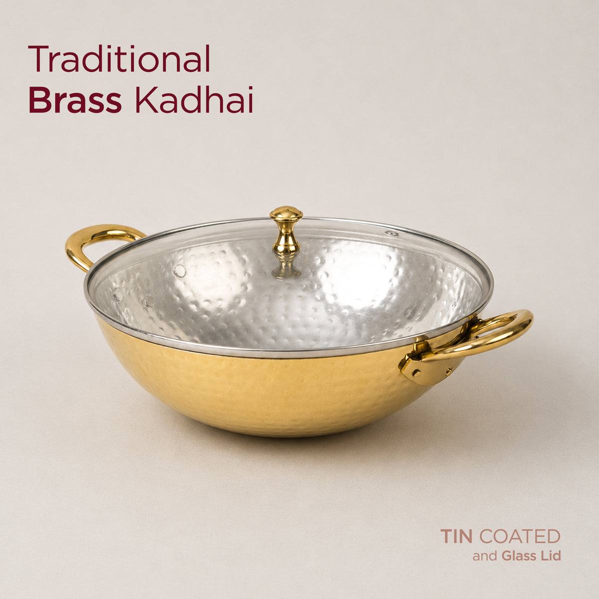 Brass Kadhai with Glass Lid