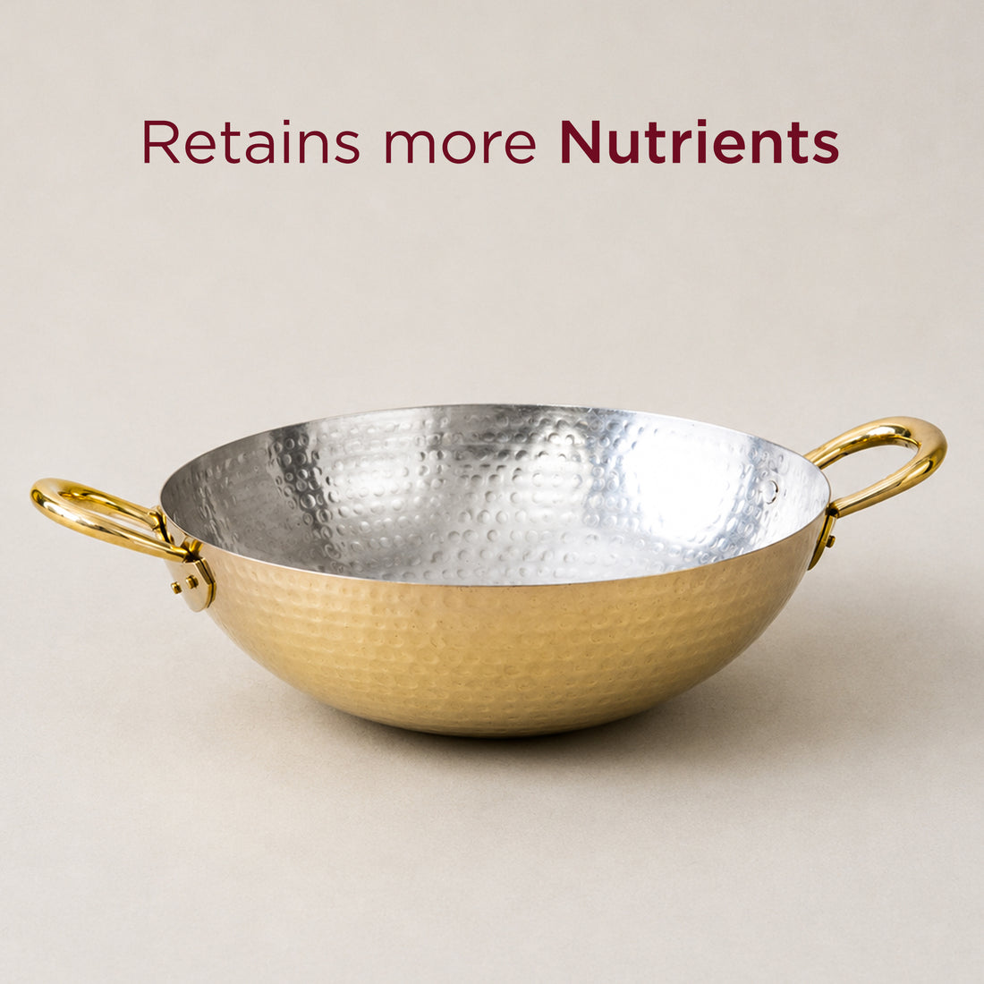 Traditional Brass Kadhai with Tin Coating and Glass Lid (Round Base) • 2.5 Litres | Total Weight w/ Lid: ~1.7 kg