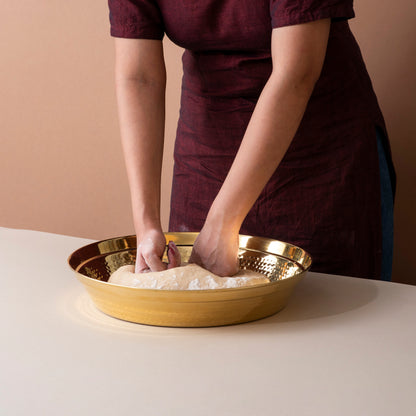 100% Pure Brass Paraat for Atta Kneading • Durable & Easy to Clean (पीतल का परात)