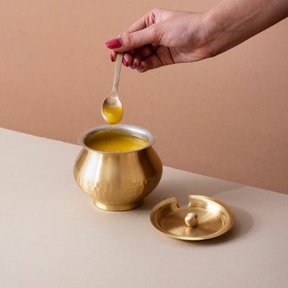 Pure Brass Ghee Pot with Tin Coating (पीतल का घी पॉट)