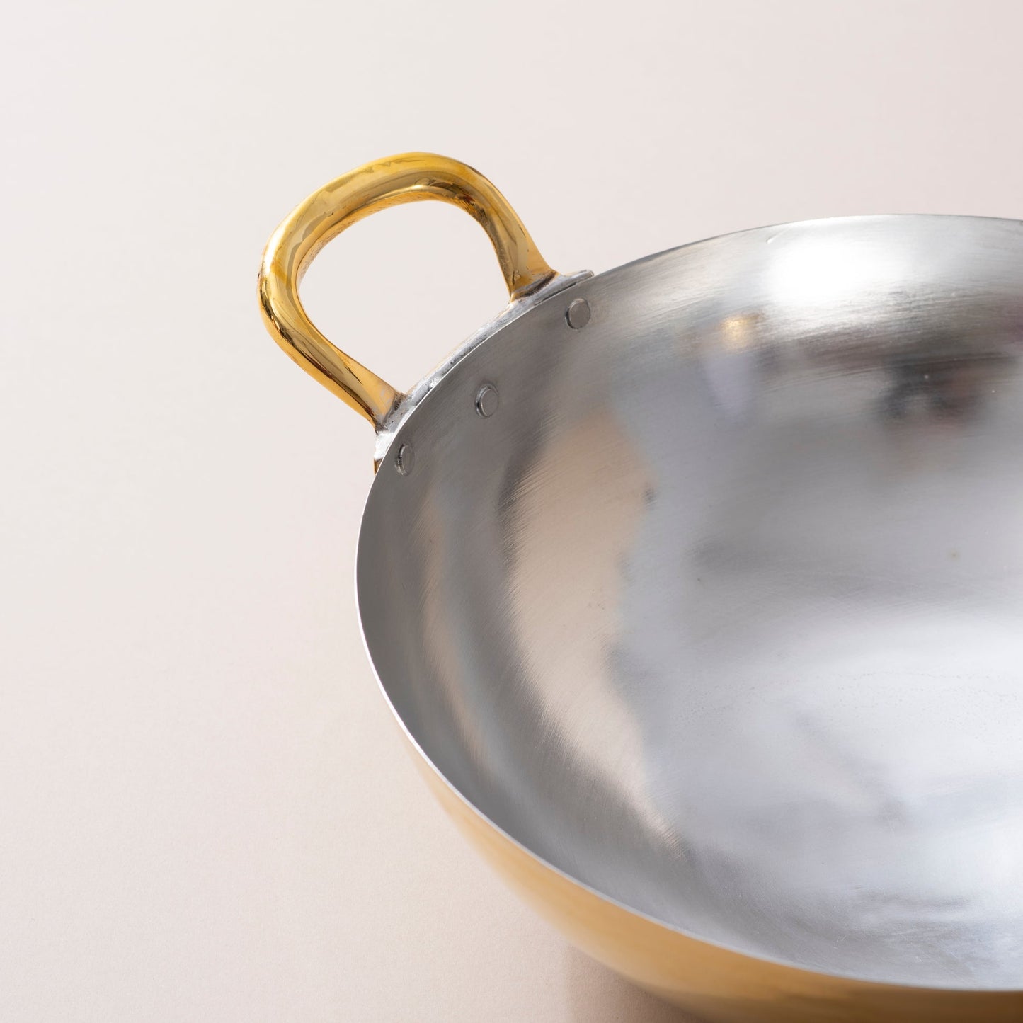 Traditional Brass Kadhai with Tin Coating and Glass Lid (Round Base)