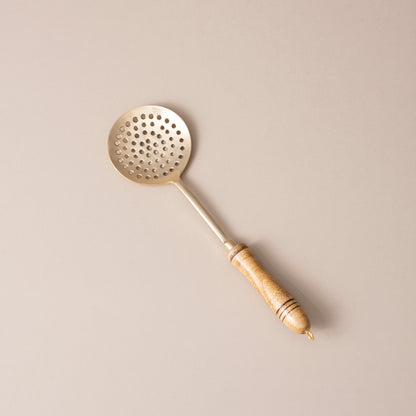 5-Piece Handcrafted Pure Brass Ladle Set •  Durable & Heat-Resistant Wooden Handles (पीतल के करछुल सेट)