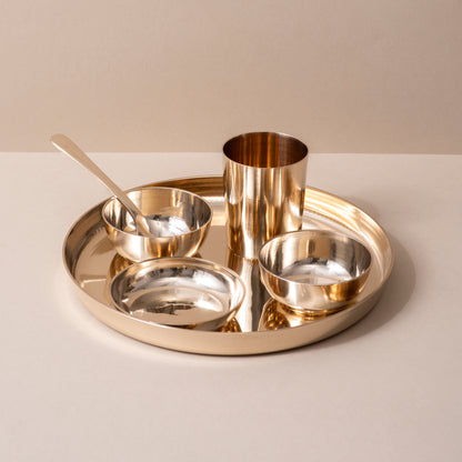 6-Piece Kansa Solid Dinner Set | Gloss Finish