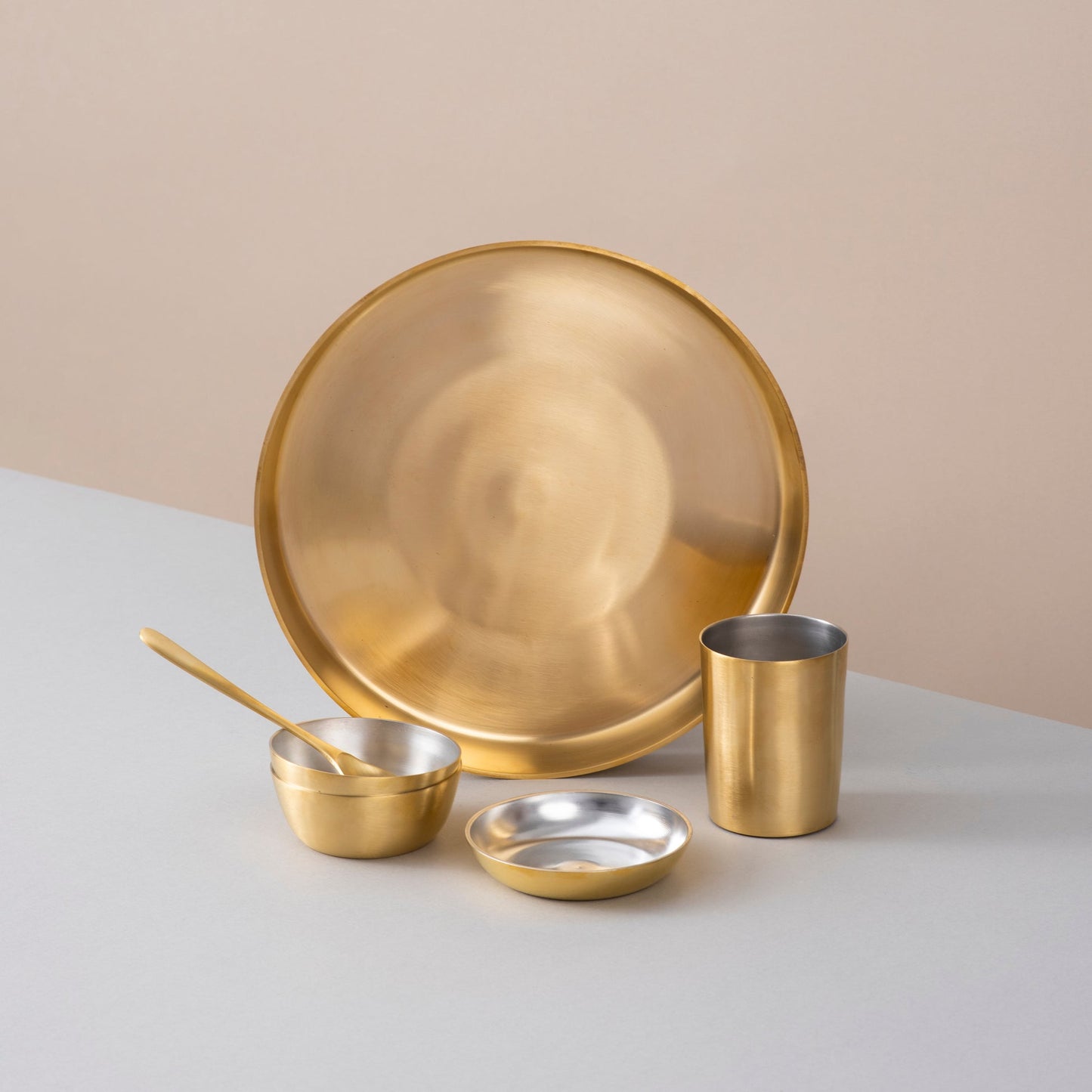 6-Piece Pure Brass Dinner Set with Tin Coating (पीतल का डिनर सेट)