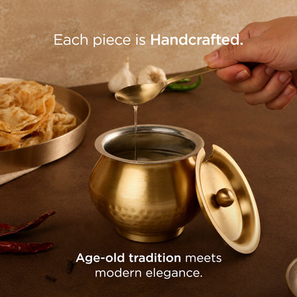 Pure Brass Ghee Pot with Tin Coating (पीतल का घी पॉट)